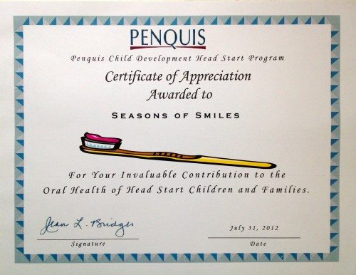 Penquis – Certificate of Appreciation