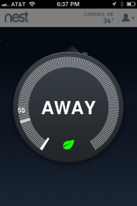 iPhone Screen Shot of the Nest Thermostat.