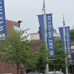 Flags supporting the Wyeth Center of the Farnsworth Art Museaum