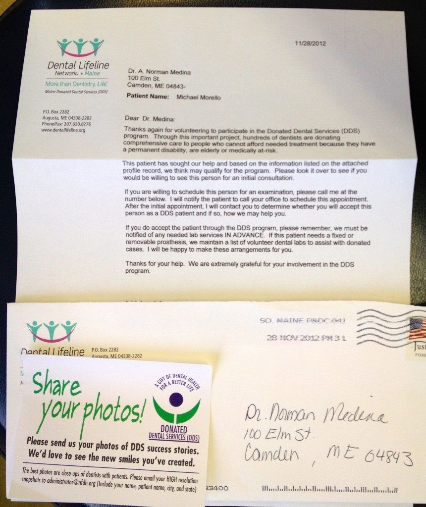 Letter from Donated Dental Services.