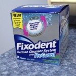 We always send our patients home with a Fixodent® Denture Wearer Orientation Kit. The kit comes with a denture bath, denture cleanser tablets, 0.35-oz tube of Fixodent Adhesive, Oral-B denture brush and an information sheet on how and why to use an adhesive.