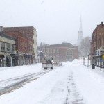 The snowplows are out. Those are about the only things that are out and about here. I love the steeple of the Baptist church in Camden Maine.