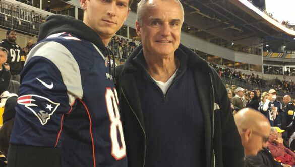 Watching the New England Patriots play with Gordon Gronkowski.