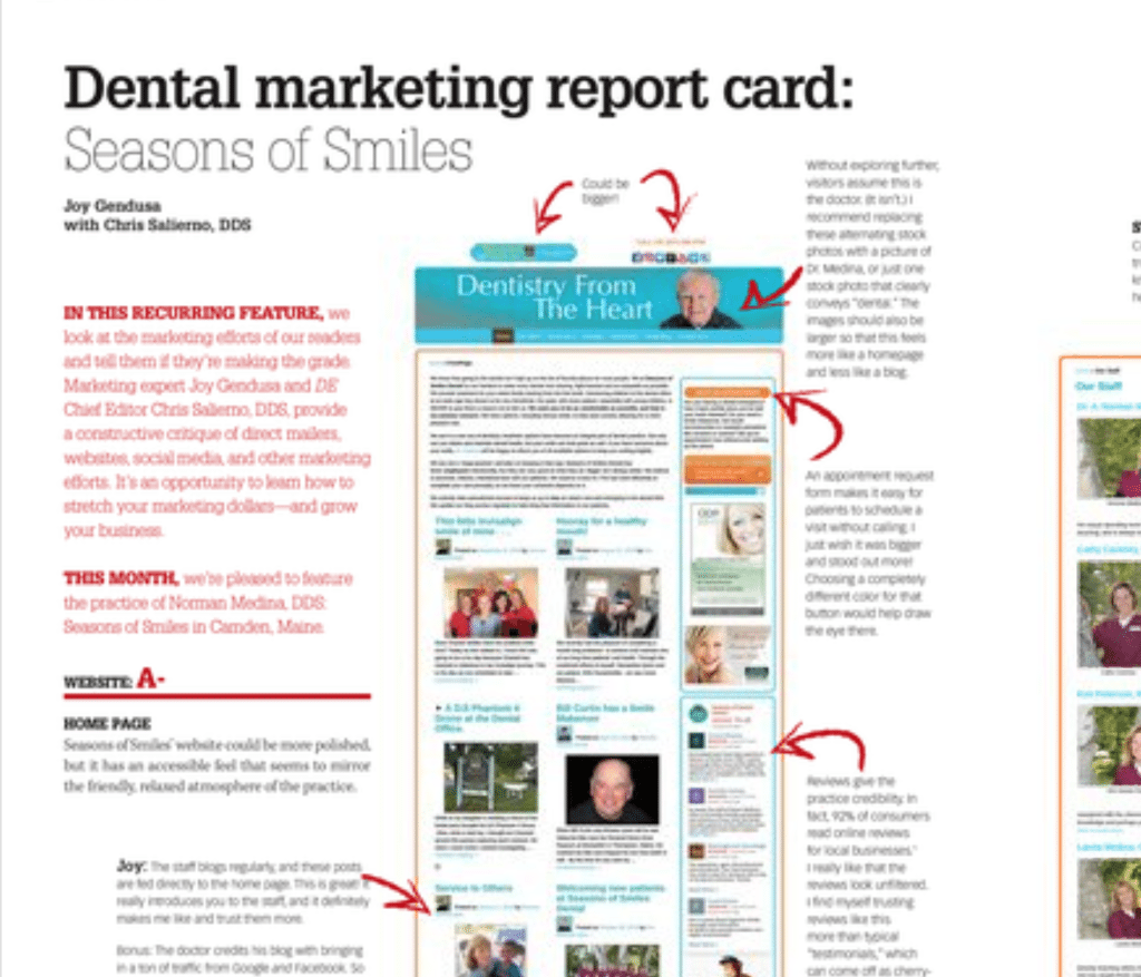 Dental Marketing Report Card for Seasons of Smiles Dental